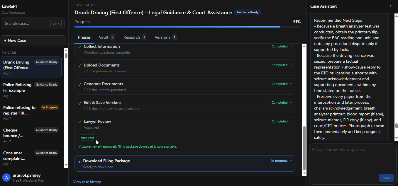 Lawyer edits and approval